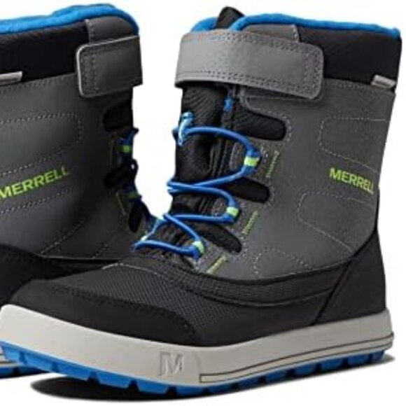 Merrel Boys Youth 2 Gray Leather Snow Storm Waterproof Insulated Winter Boots - Picture 1 of 11
